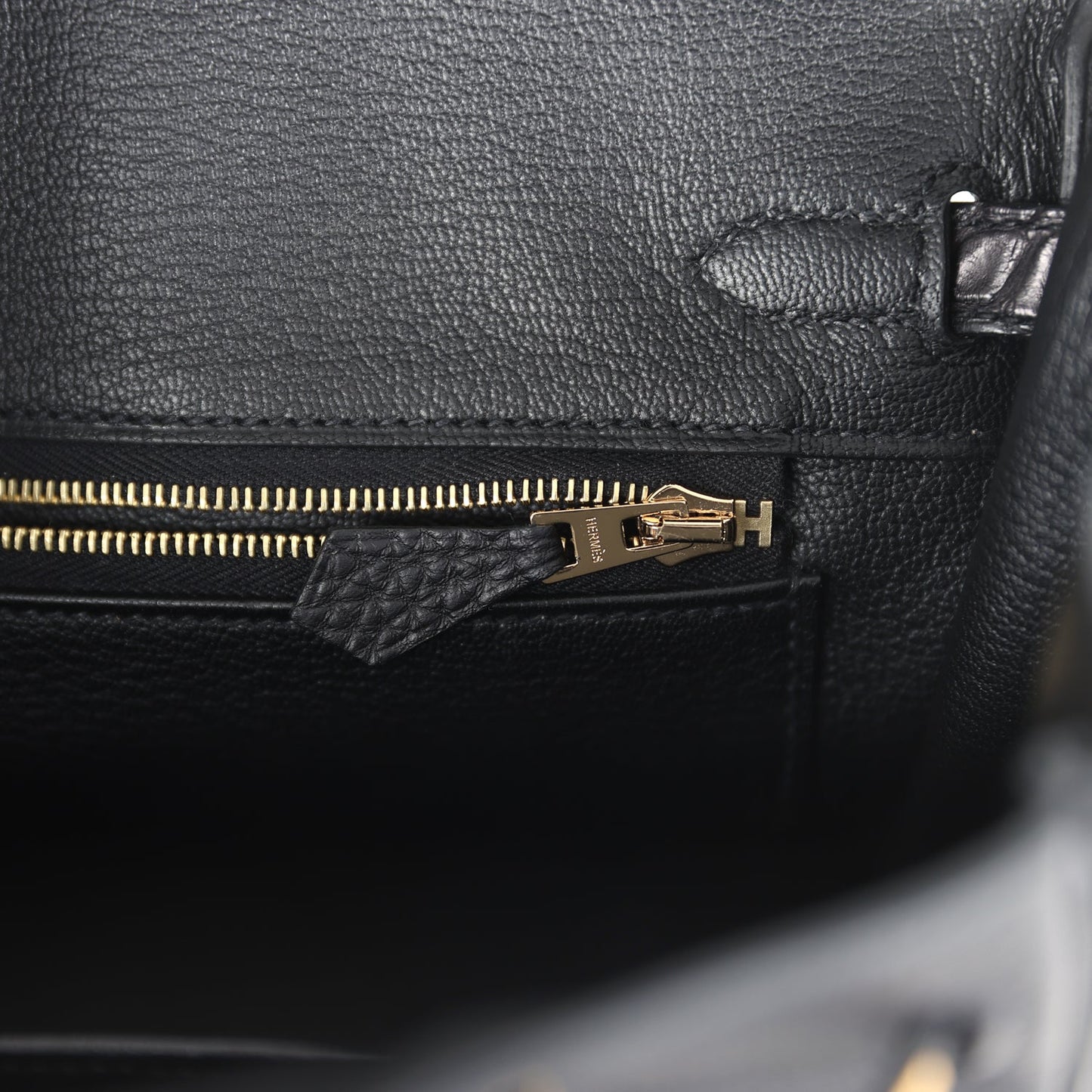 Hermes Birkin 25 Black Matte Alligator and Togo Touch Gold Hardware