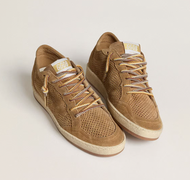 Ball Star Donna con tomaia forata in suede color tabacco e stella ton sur ton