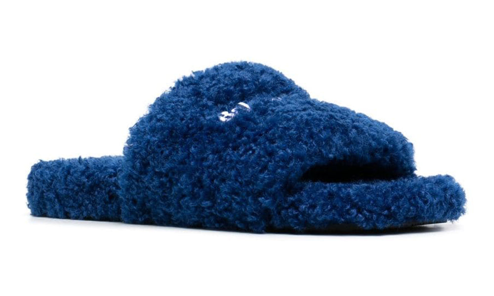 Balenciaga logo-embroidered slides "Blue"