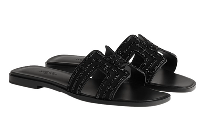 HERMES Oran Sandal iconic "H" Black