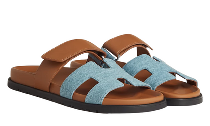 Hermès Chypre sandal "Light Blue / Natural"