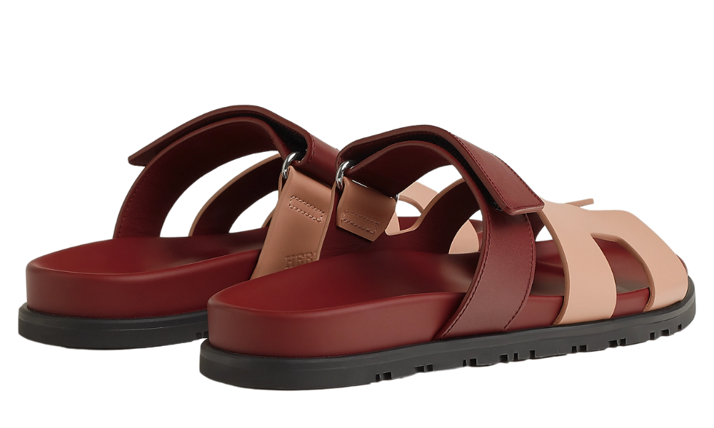 Hermès Chypre Sandal "Beige Perlino / Red H"