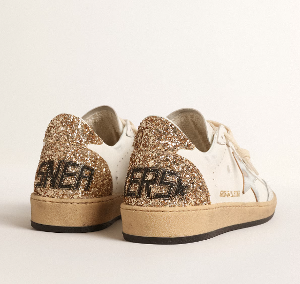 Ball Star con stella in pelle metallizzata e tallone glitterato "ULTIMI PEZZI"