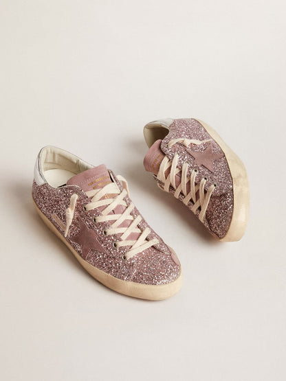 Super-Star LTD in glitter con stella in suede e talloncino argento "ULTIMI PEZZI"
