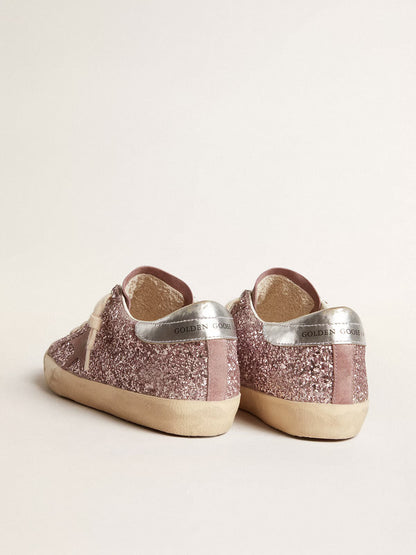 Super-Star LTD in glitter con stella in suede e talloncino argento "ULTIMI PEZZI"