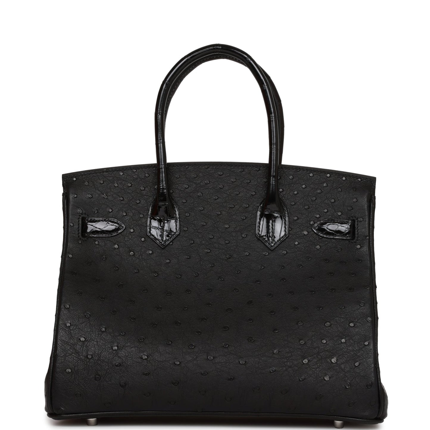 Hermes Birkin 30 Black Matte  Alligator and Ostrich Touch Palladium Hardware