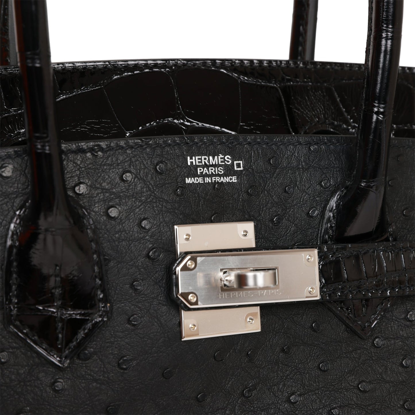 Hermes Birkin 30 Black Matte  Alligator and Ostrich Touch Palladium Hardware