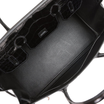 Hermes Birkin 30 Black Matte  Alligator and Ostrich Touch Palladium Hardware