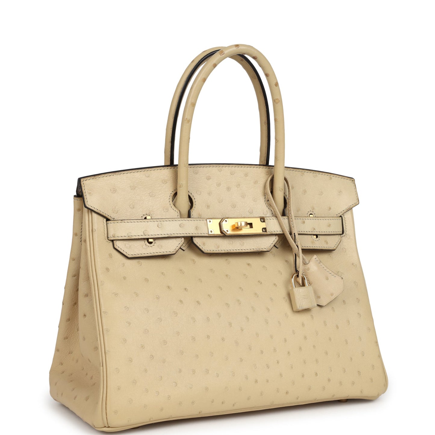 Pre-owned Hermes Birkin 30 Parchemin Ostrich Gold Hardware