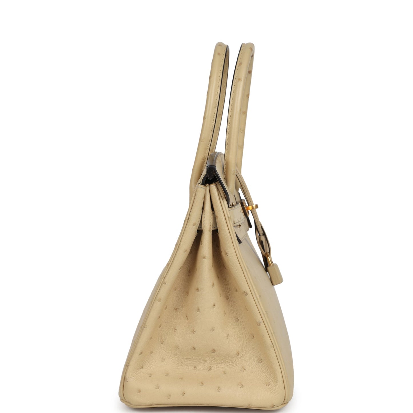 Pre-owned Hermes Birkin 30 Parchemin Ostrich Gold Hardware