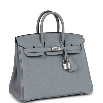 Hermes Birkin 25 Gris Pantin Togo Palladium Hardware