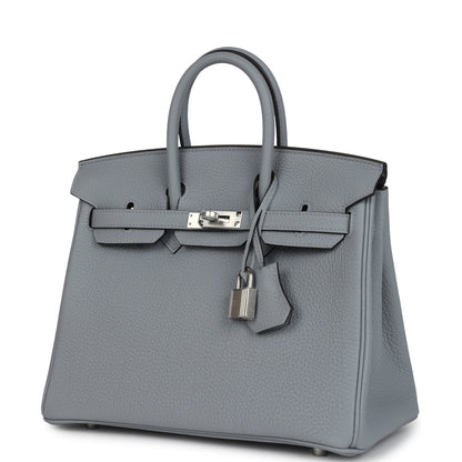 Hermes Birkin 25 Gris Pantin Togo Palladium Hardware