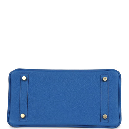 Pre-owned Hermes Birkin 25 Bleu Zellige Togo Gold Hardware