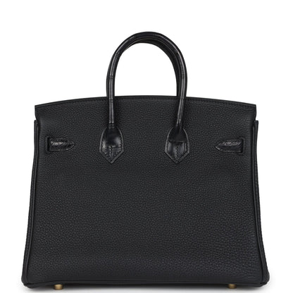 Hermes Birkin 25 Black Matte Alligator and Togo Touch Gold Hardware