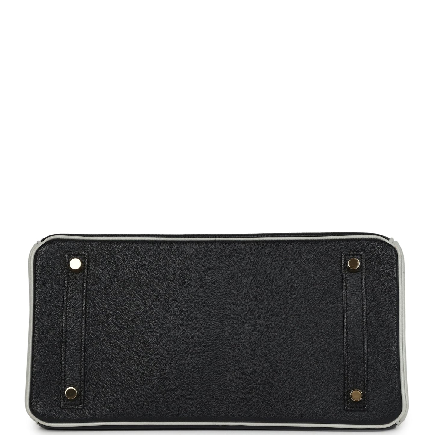 Pre-owned Hermes Special Order (HSS) Birkin 30 Black and Gris Perle Chevre Mysore Brushed Gold Hardware