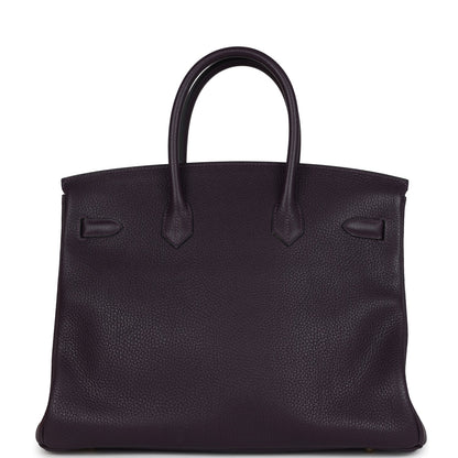 Pre-owned Hermes Birkin 35 Raisin Clemence Gold Hardware