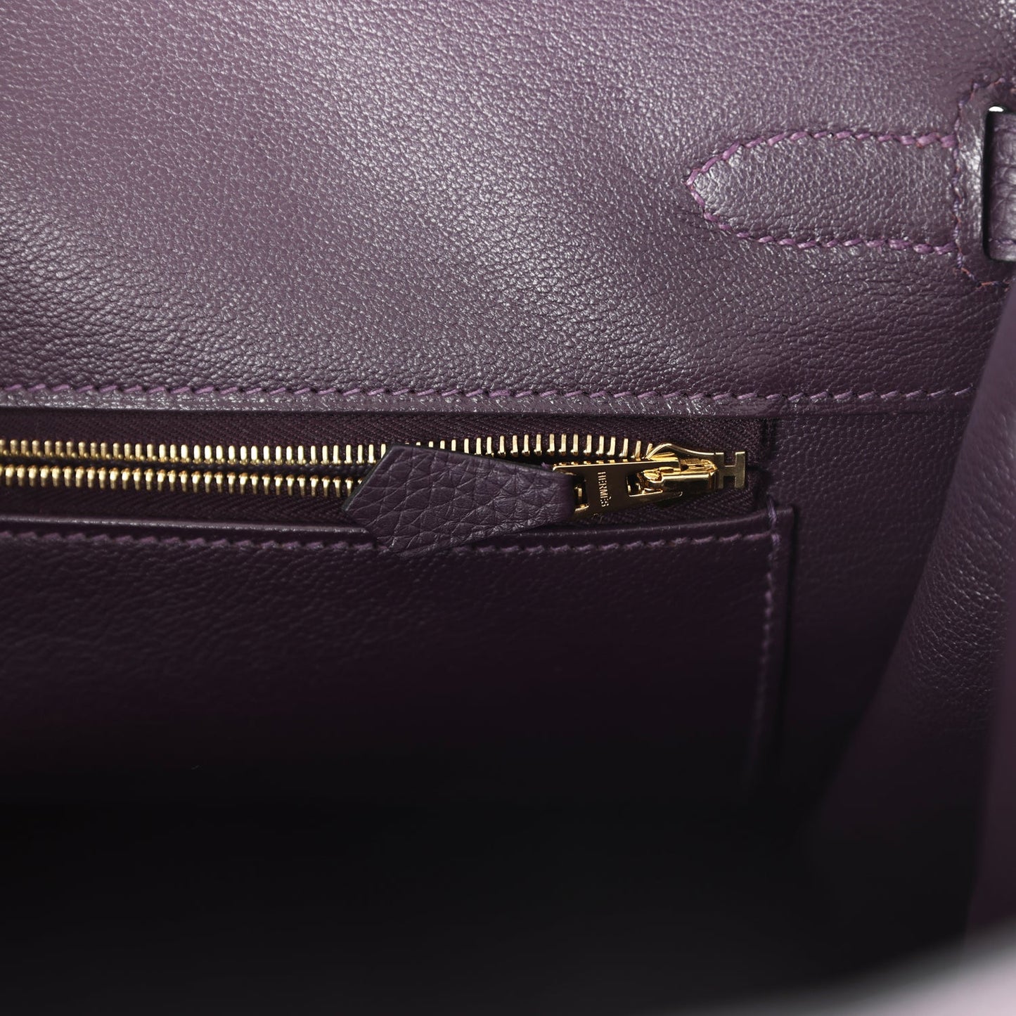 Pre-owned Hermes Birkin 35 Raisin Clemence Gold Hardware