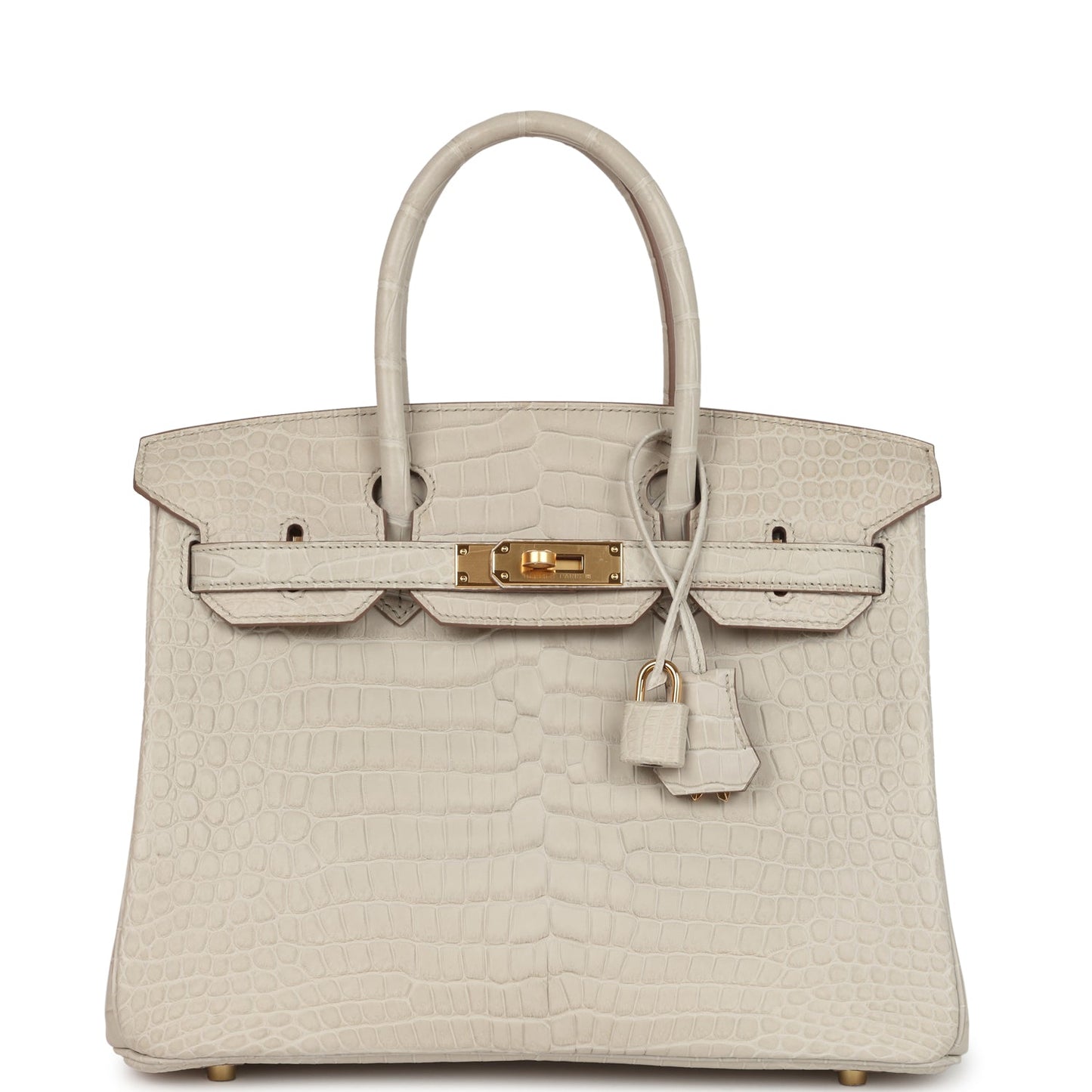 Pre-owned Hermes Birkin 30 Beton Matte Porosus Crocodile Gold Hardware