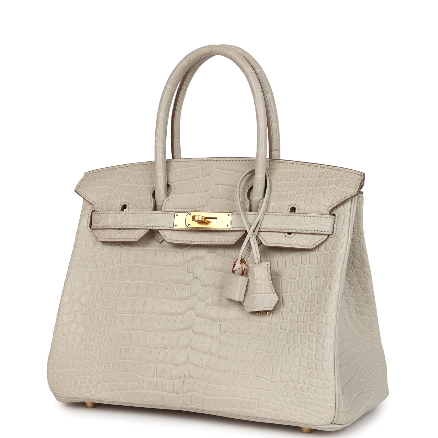 Pre-owned Hermes Birkin 30 Beton Matte Porosus Crocodile Gold Hardware