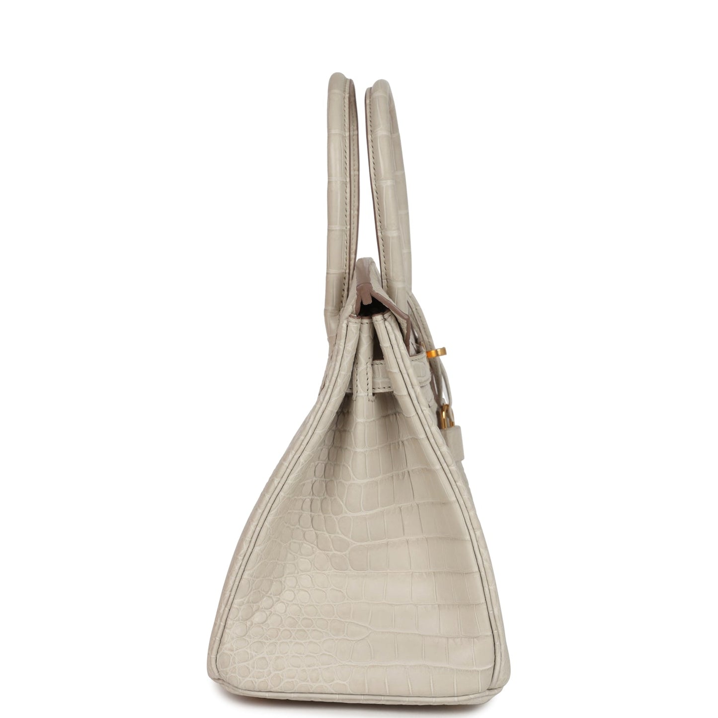 Pre-owned Hermes Birkin 30 Beton Matte Porosus Crocodile Gold Hardware