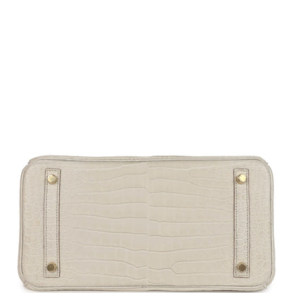 Pre-owned Hermes Birkin 30 Beton Matte Porosus Crocodile Gold Hardware