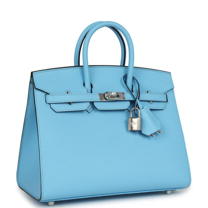 Hermes Birkin Sellier 25 Celeste Epsom Palladium Hardware