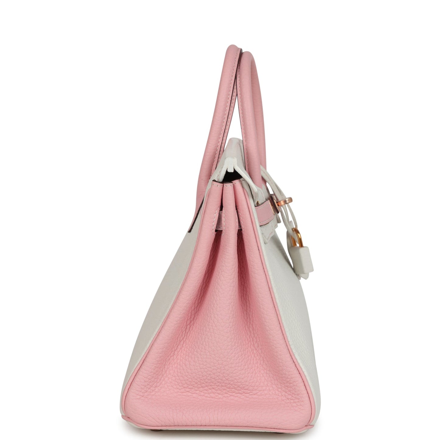 Hermes Special Order (HSS) Birkin 25 White and Rose Sakura Clemence Rose Gold Hardware