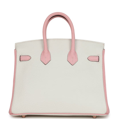 Hermes Special Order (HSS) Birkin 25 White and Rose Sakura Clemence Rose Gold Hardware