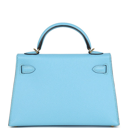 Hermes Kelly Sellier 20 Celeste Epsom Gold Hardware