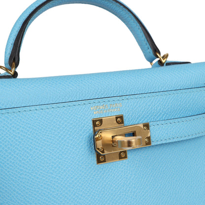 Hermes Kelly Sellier 20 Celeste Epsom Gold Hardware