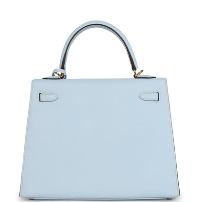 Hermes Kelly Sellier 25 Bleu Brume Epsom Gold Hardware