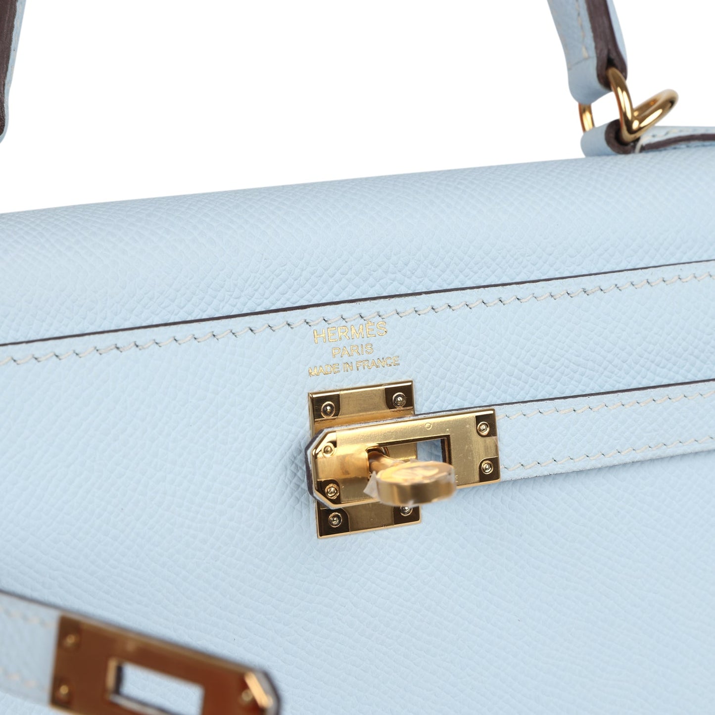 Hermes Kelly Sellier 25 Bleu Brume Epsom Gold Hardware