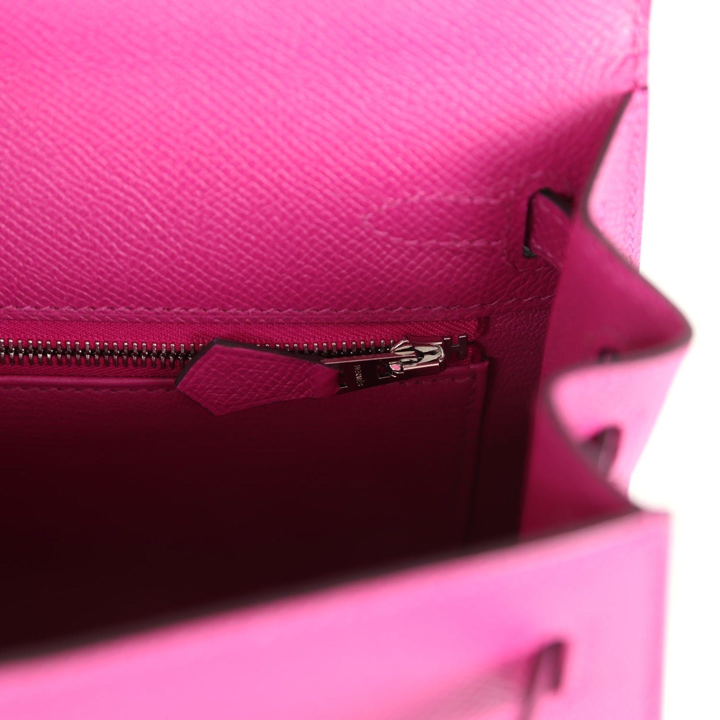 Pre-owned Hermes Kelly Sellier 25 Rose Pourpre Epsom Palladium Hardware