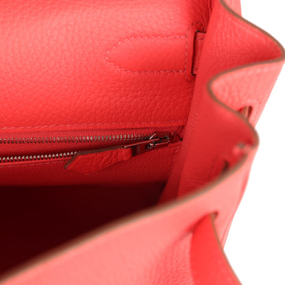 Pre-owned Hermes Retourne Kelly 35 Rose Jaipur Clemence Palladium Hardware