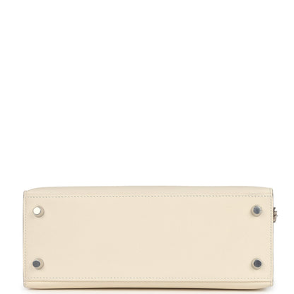 Hermes Kelly Sellier 25 Tri-Color Nata, Gris Meyer and Chai Epsom Palladium Hardware