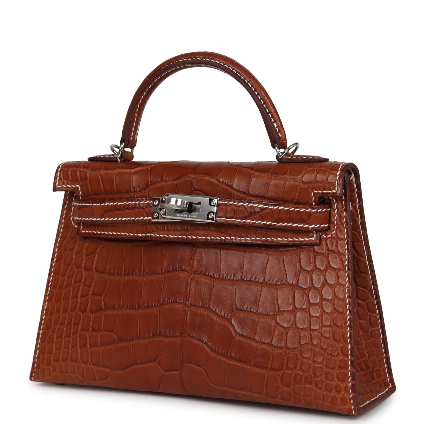 Hermes Kelly Sellier 20 Fauve Matte Alligator Barenia Palladium Hardware