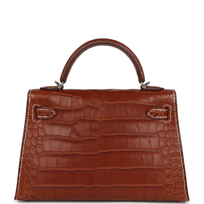 Hermes Kelly Sellier 20 Fauve Matte Alligator Barenia Palladium Hardware