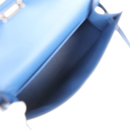 Hermes Kelly Sellier 20 Bleu Tie Madame Palladium Hardware