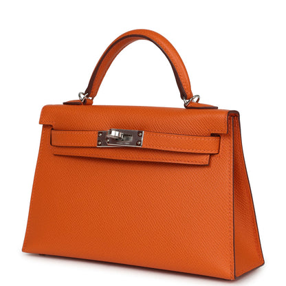 Hermes Kelly Sellier 20 Orange Epsom Palladium Hardware