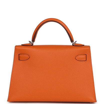 Hermes Kelly Sellier 20 Orange Epsom Palladium Hardware