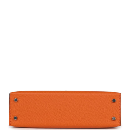 Hermes Kelly Sellier 20 Orange Epsom Palladium Hardware