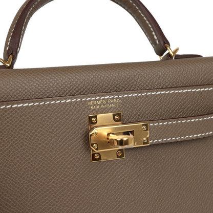 Hermes Kelly Sellier 20 Etoupe Epsom Gold Hardware