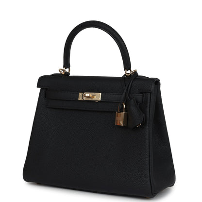 Hermes Kelly Retourne 25 Black Togo Permabrass Hardware