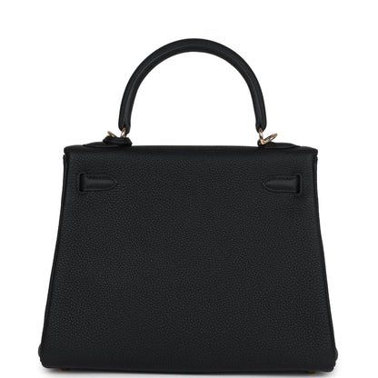 Hermes Kelly Retourne 25 Black Togo Permabrass Hardware