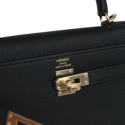 Hermes Kelly Retourne 25 Black Togo Permabrass Hardware
