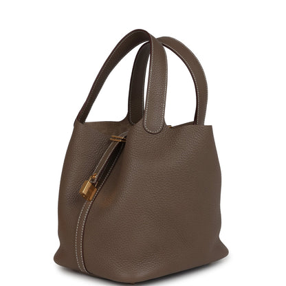 Hermes Picotin Lock 22 Etoupe Clemence Gold Hardware