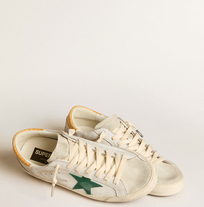 Super-Star con stella in suede verde e talloncino in pelle cocco gialla "ULTIMI PEZZI"