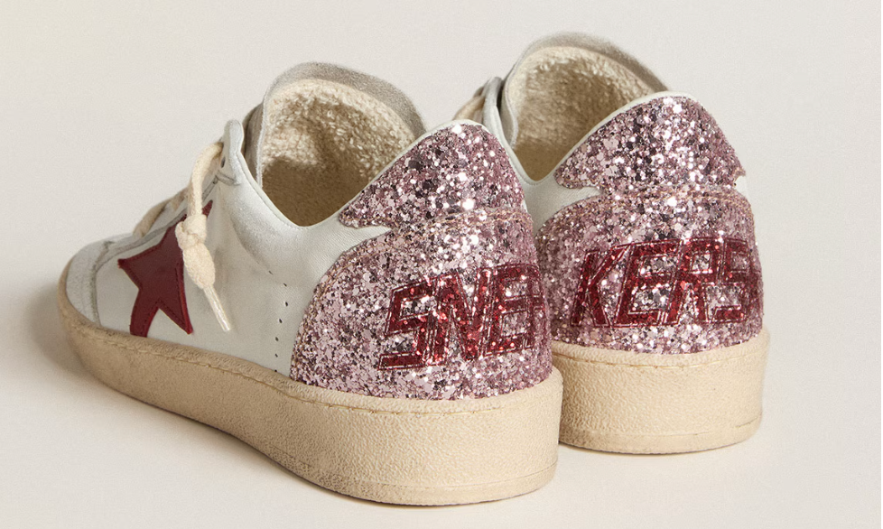 Women's Ball Star LTD with red leather star and pink glitter heel tab