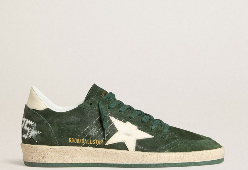 Men's Ball Star in green suede with white leather star and heel tab "ULTIMI PEZZI"