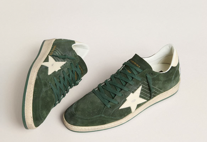 Men's Ball Star in green suede with white leather star and heel tab "ULTIMI PEZZI"